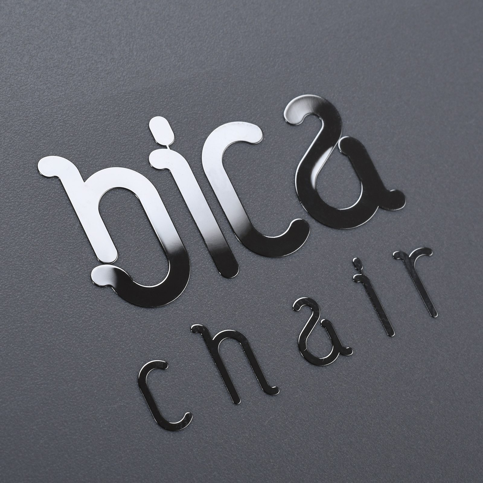 Dunne metalen chromen stickerletters