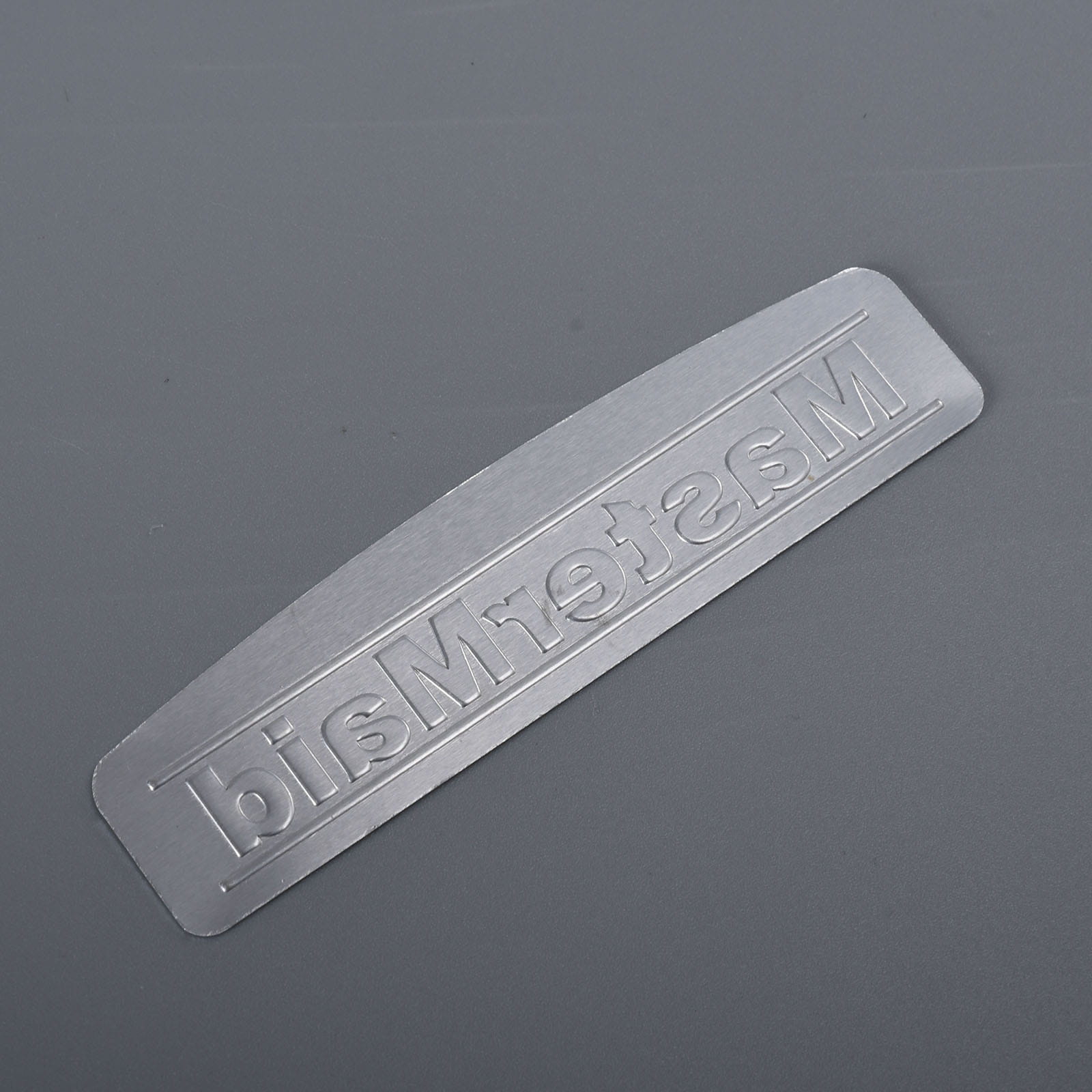 Zilver geborsteld aluminium plaatlogolabel