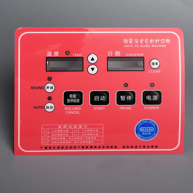 PET -bedieningspaneel met grafische overlay