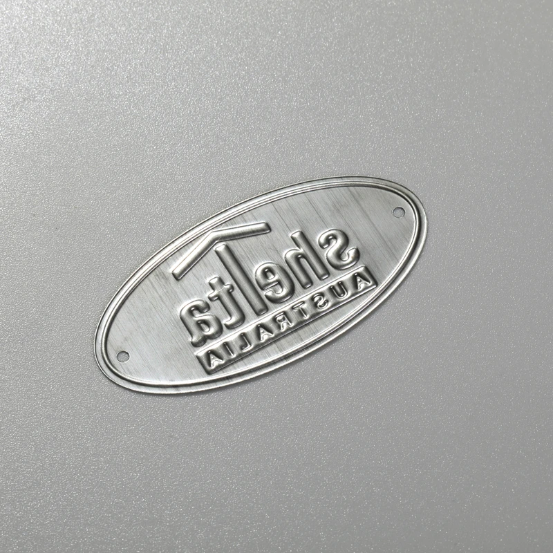 Aangepast naamplaatje roestvrij staal aluminium messing logo