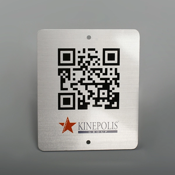 Aluminium label met QR-code