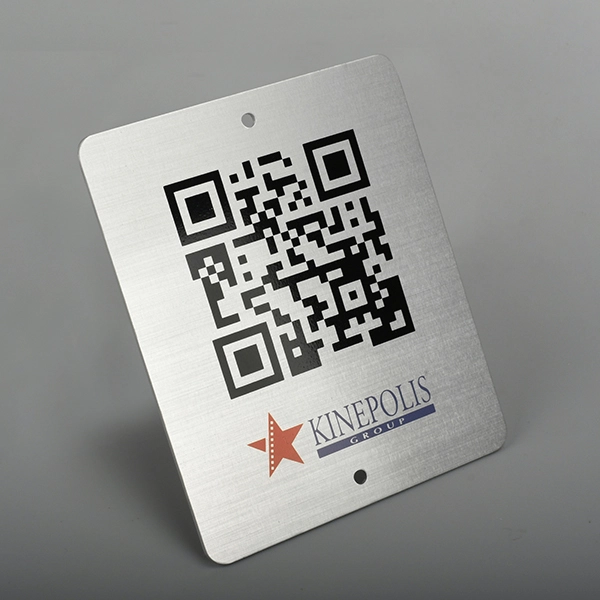 Aluminium label met QR-code