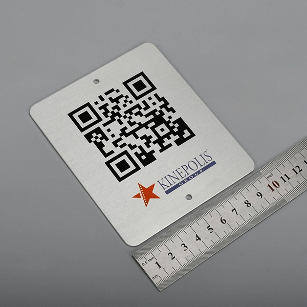 Aluminium label met QR-code